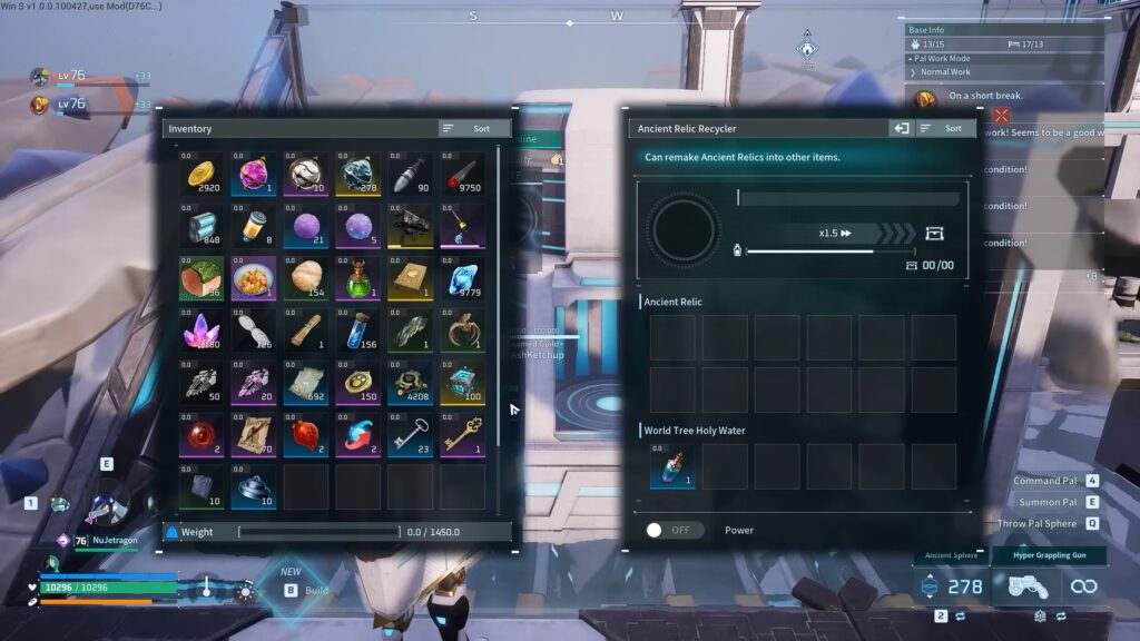 Ancient Relic Recycler in Palworld 1.0