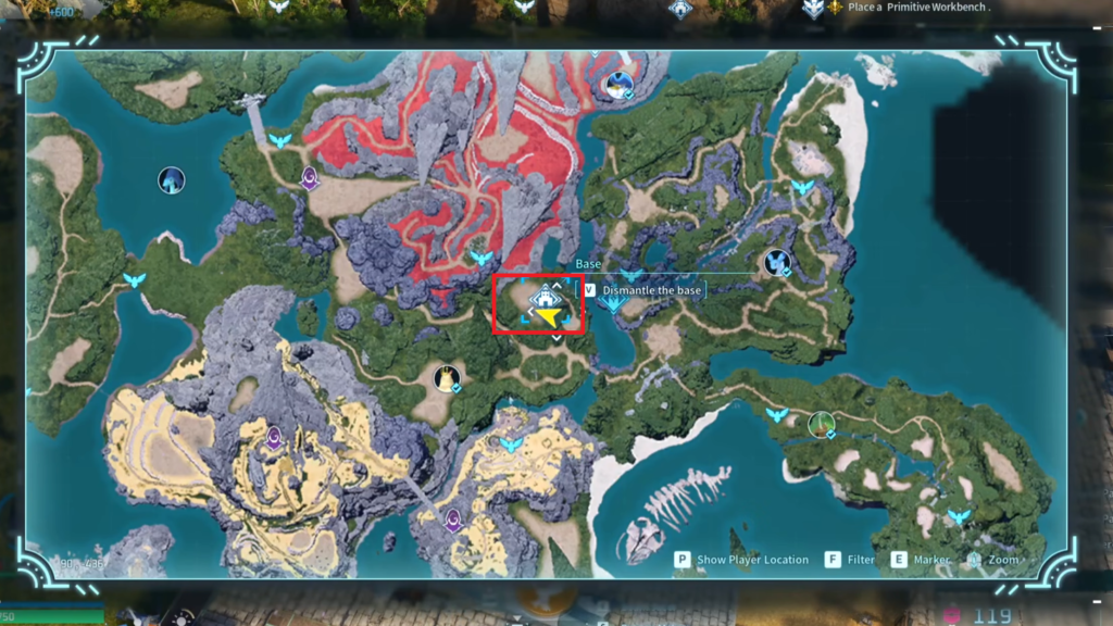 The location of the 1st base spot is marked on the map here.