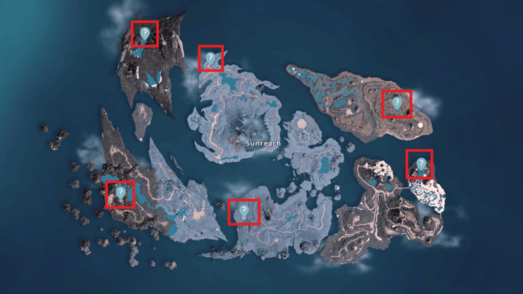 The locations of all the six defense towers are marked on the map here. 