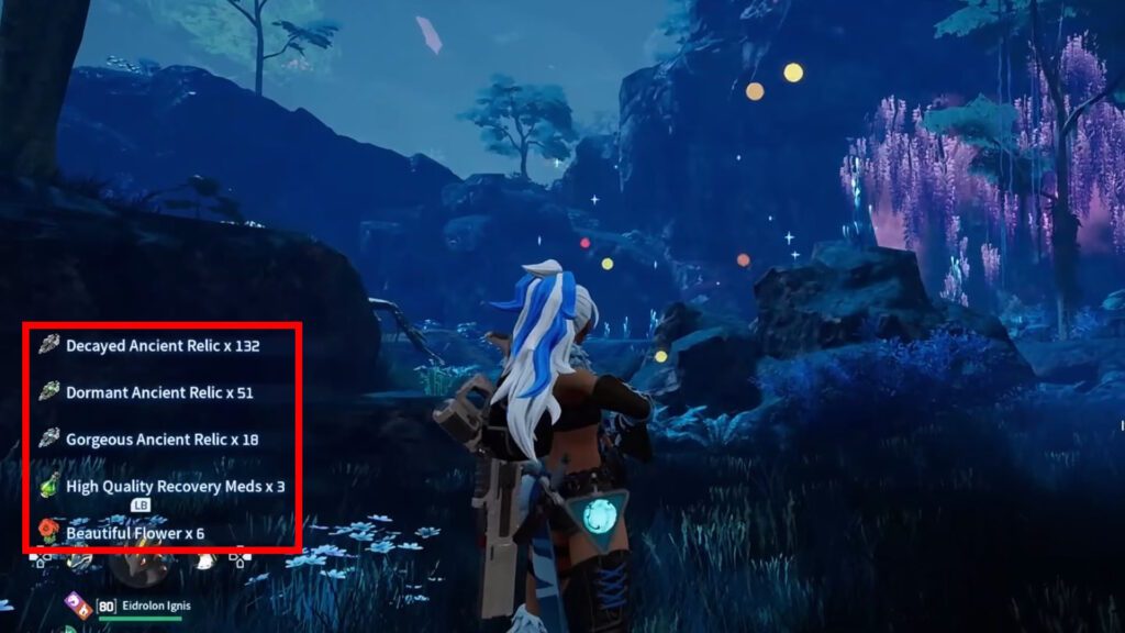 Example of drops from World Tree aura Pals in Palworld 1.0