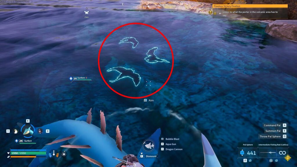 Fishing shadows mark a fishing spot | Palworld 1.0