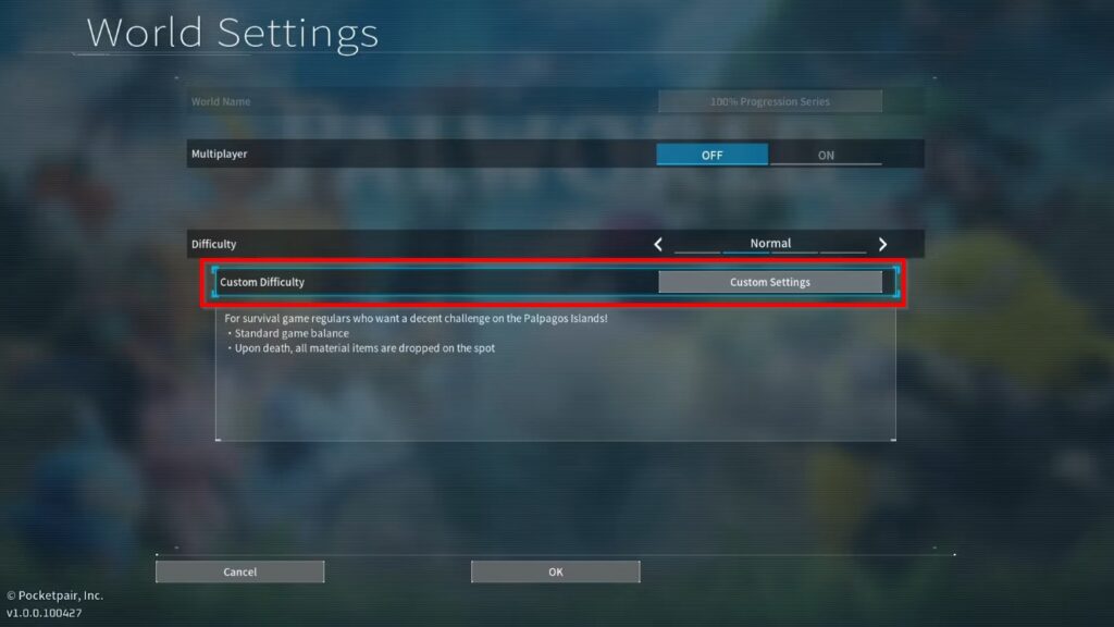 Custom Difficulty Palworld