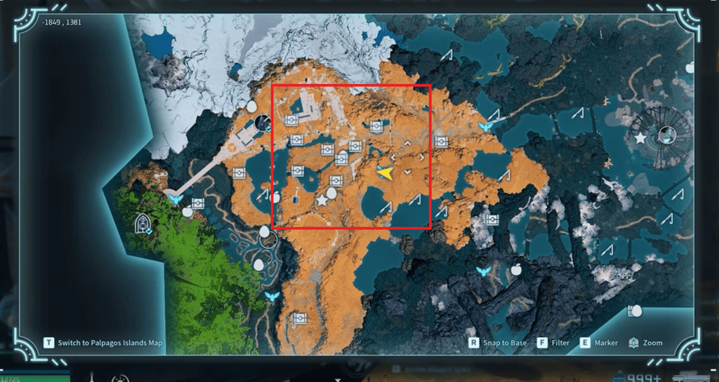 The best area to farm "World Tree Holy Water" is marked on the map here.
