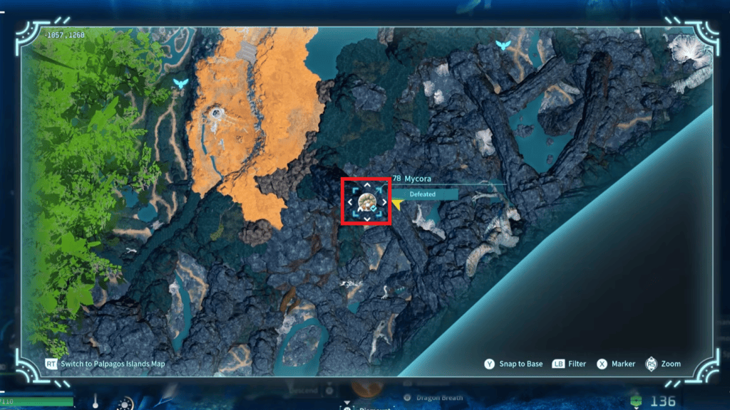 The location for farming Grass Radiant Gems is marked on the map here.