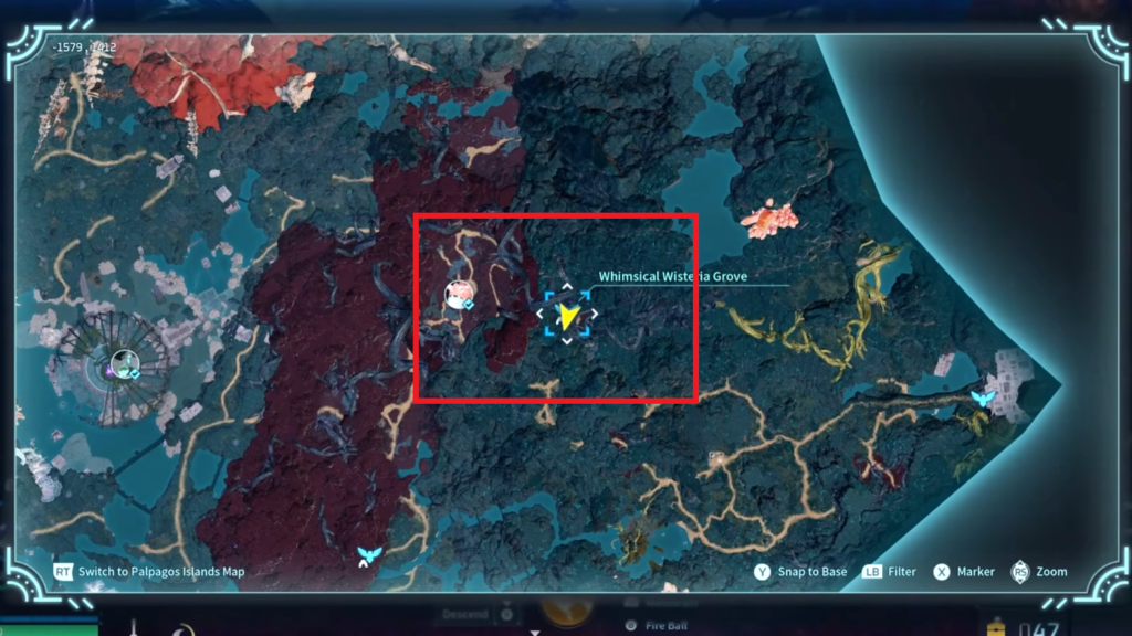 The location for farming Fire and Ground Radiant Gems is marked on the map here.