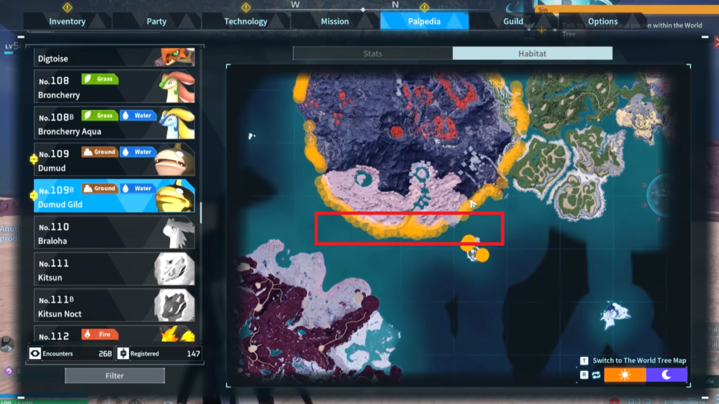 The best spawn location of Demud Gild is marked on the map here.
