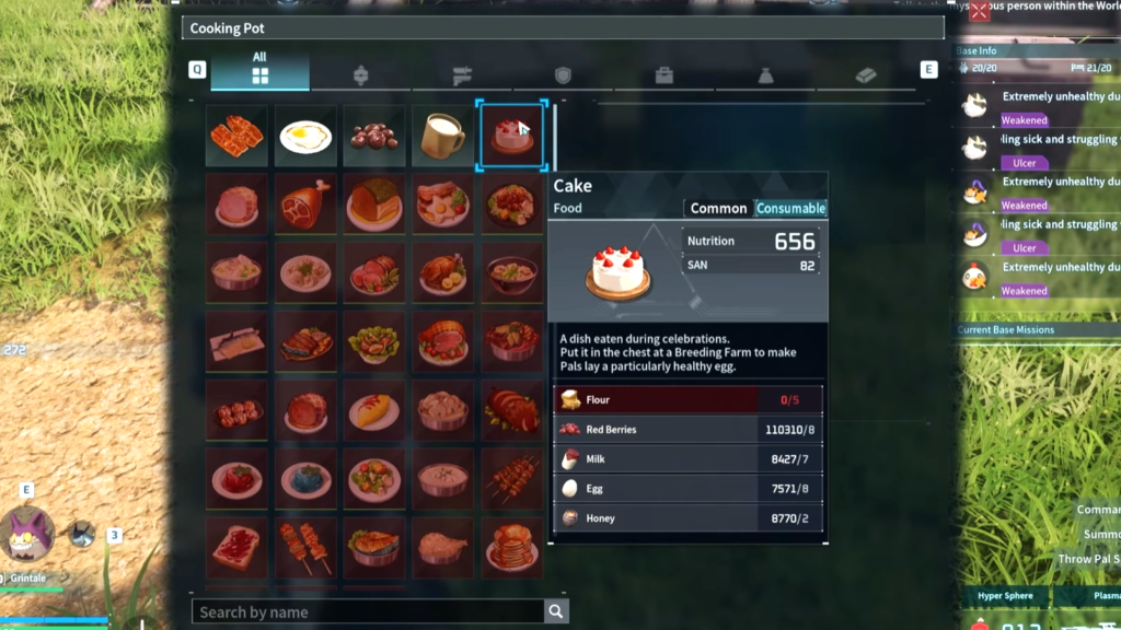 The recipe for Cake is shown here.