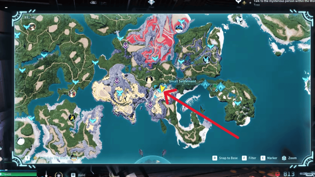 The location of the Small Settlement Pal Merchant is marked on the map here.