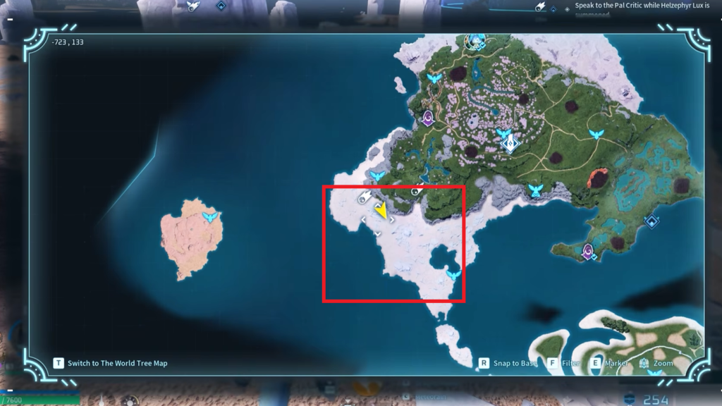 The best spawn location of Turtacle Terra is marked on the map here.